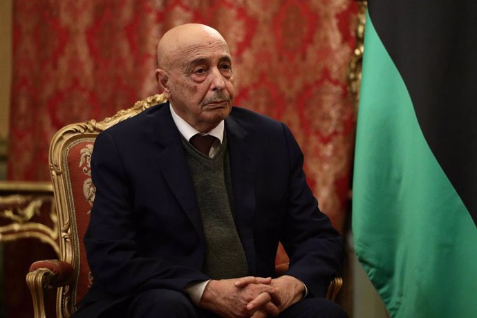 Archivo - HANDOUT - 24 November 2020, Russia, Moscow: President of the Libyan House of Representatives Aguila Saleh is pictured during a meeting with Russian Foreign Minister Sergey Lavrov at the Foreign Ministry office in Moscow. Photo: -/Russian Forei