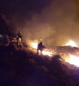 Incendio forestal declarado de madrugada en el paraje Cruz de Víznar (Granada)