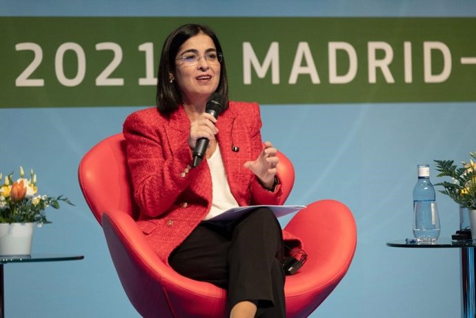 Archivo - La ministra de Sanidad, carolina Darias, durante la mesa de debate del III Foro UE: Aire Limpio 'Zero pollution: Air Quality & Health.