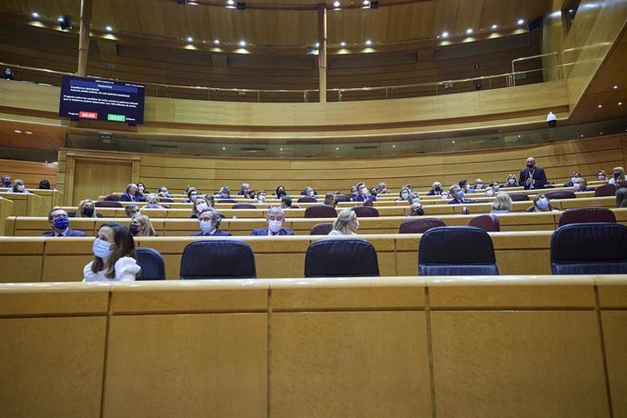 Miembros de grupos parlamentarios en una sesión de control al Gobierno en el Senado, a 16 de noviembre de 2021, en Madrid (España). Los grupos parlamentarios cuestionan al Gobierno en este pleno sus planteamientos para la renovación de los órganos const