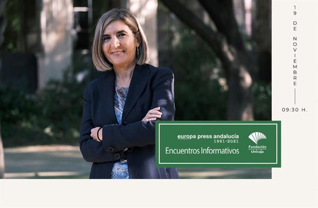 Cartel anunciador del encuentro informativo de Europa Press Andalucía con la consejera de Empleo, Rocío Blanco, el viernes 19 de noviembre en Málaga
