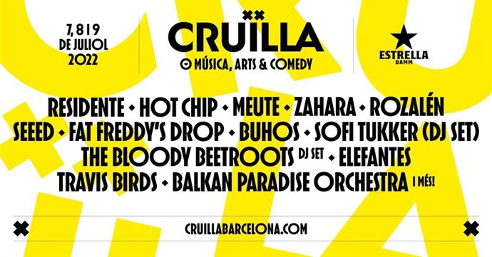 Cartel con los primeros nombres anunciados para el Festival Crulla 2022.