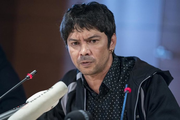 Yunior García Aguilera, impulsor del #15NCuba, comparece tras su llegada a Madrid en el Centro Cultural Galileo, a 18 de noviembre de 2021, en Madrid, (España). 