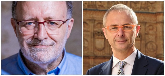 Los catedráticos Mariano Esteban (i) y Ricardo Rivero (d), aspirantes al Rectorado de la USAL.