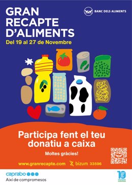 Cartell de la campanya de recollida d'aliments a Caprabo 