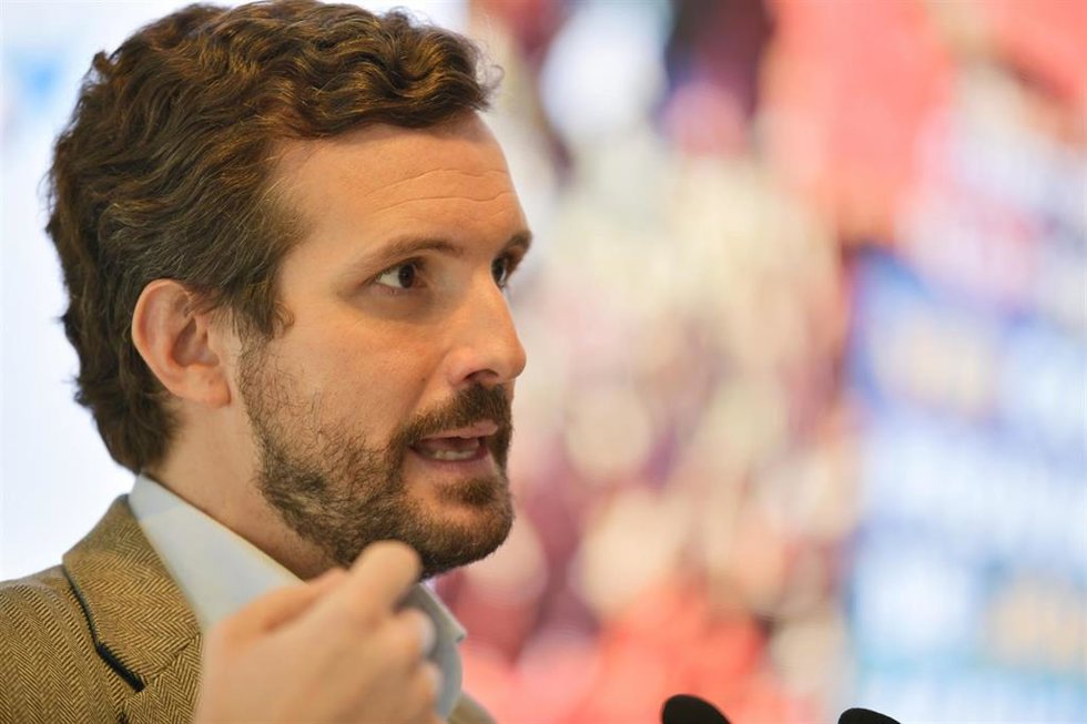 El presidente del PP, Pablo Casado, desde Campo de Criptana