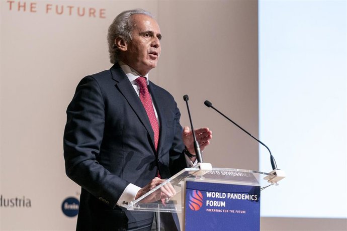 El consejero de Sanidad de la Comunidad de Madrid, Enrique Ruiz Escudero, interviene en la inauguración del World Pandemics Forum