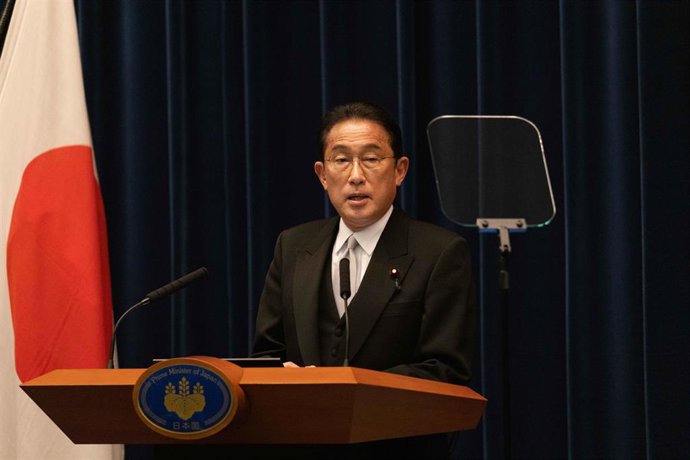 10 November 2021, Japan, Tokyo: Japanese Prime Minister Fumio Kishida speaks during a press conference at the Prime Minister's official residence. Kishida was re-elected as a Prime Minister by the Japanese parliament. Photo: Pool/ZUMA Press Wire/dpa