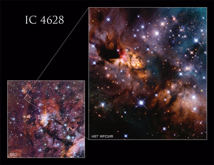 La Nebulosa Langostino se encuentra al sur de la estrella Antares en la constelación de Escorpio, el Escorpión.