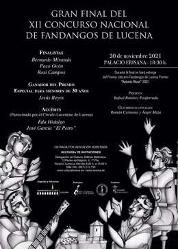 Cartel de la Gran Final del XII Concurso Nacional de Fandangos de Lucena.