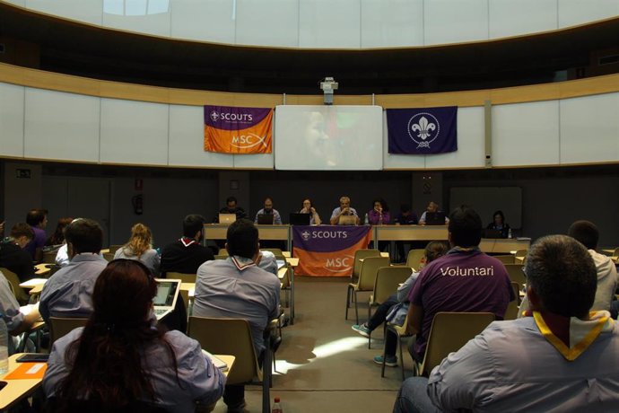 Foto de archivo de una asamblea de Scout  Católicos de España.