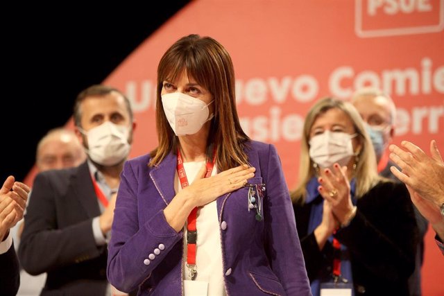 La secretaria general del PSE-EE, Idoia  Mendia, en el IX Congreso del PSE-EE en Bilbao