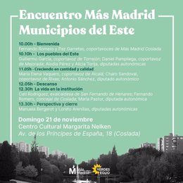 Más Madrid celebra un encuentro municipal para hablar sobre los retos de los municipios del Este