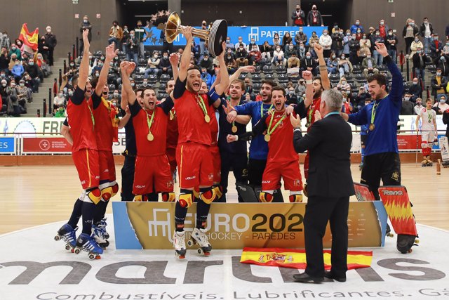 La selección española de hockey patines se corona campeona de Europa