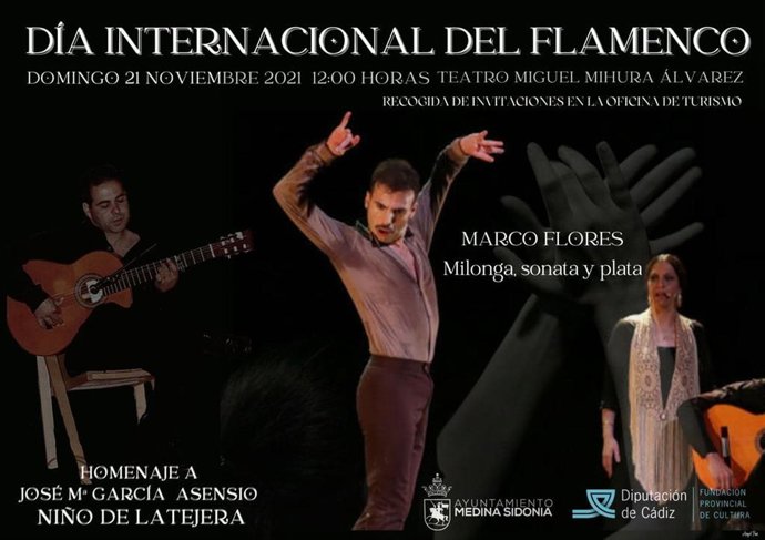 Cartel anunciador de la celebración del Día Internacional del Flamenco en Medina Sidonia.