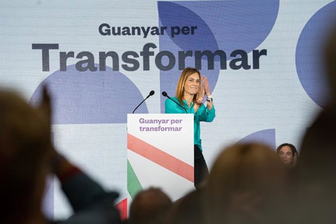 La líder de los comuns en el Parlament, Jéssica Albiach, en la III Asamblea de los comuns en Barcelona
