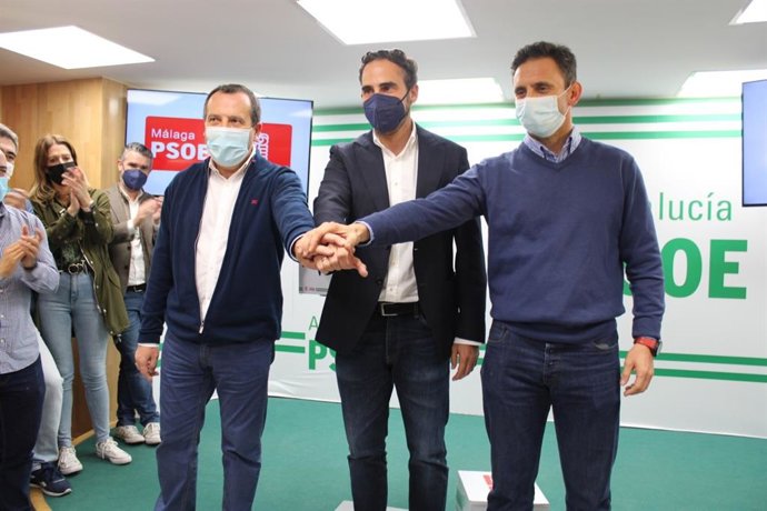José Luis Ruiz Espejo, Daniel Pérez y José Antonio Gómez, del PSOE de Málaga