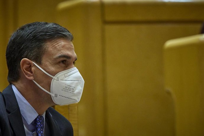 El presidente del Gobierno, Pedro Sánchez, durante un sesión de control al Gobierno en el Senado, a 16 de noviembre de 2021, en Madrid (España). 