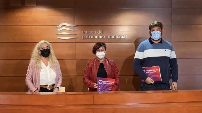 Remdios Ramos, Paqui Macías y Nicolás Sguiglia de Unidas Podemos en el Ayuntamiento de Málaga