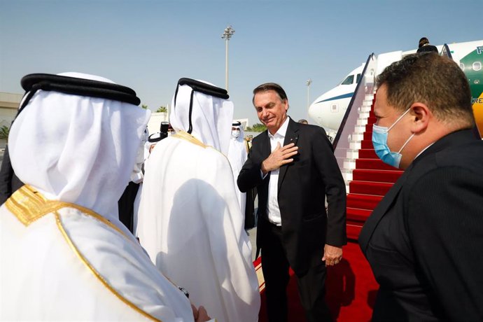 El presidente de Brasil, Jair Bolsonaro, en su último viaje a Qatar.