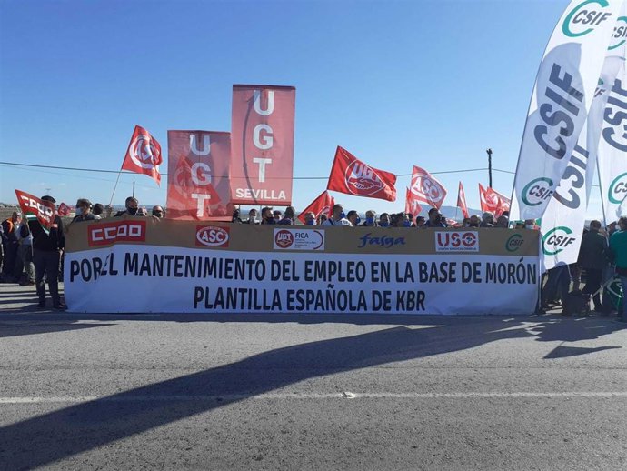 Protesta de la plantilla de la base de Morón