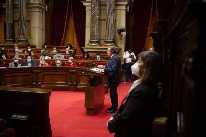El conseller d'Economia, Jaume Giró, en el ple sobre la totalitat dels pressupostos