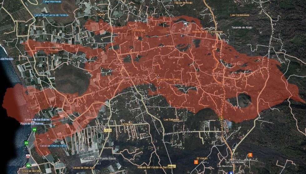 Archivo - Mapa de la erupción volcánica a través de Grafcan