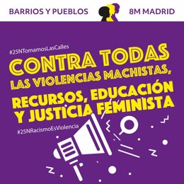 Más de una veintena de concentraciones en Madrid reclamarán el 25N "recursos, educación y justicia feminista"