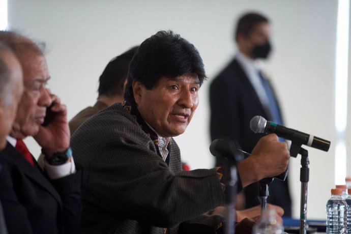 Archivo - El expresidente de Bolivia Evo Morales durante una intervención en México