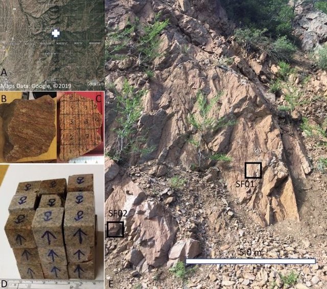 Ubicación de la muestra de la estructura de impacto de Santa Fe.