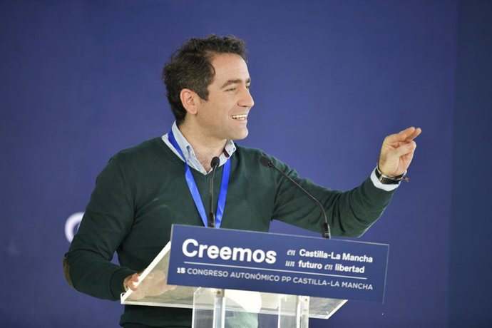 El secretario general del Partido Popular, Teodoro García Egea, interviene en la inauguración del XV Congreso Autonómico del PP Castilla-La Mancha, a 13 de noviembre de 2021, en Puertollano Ciudad Real, Castilla-La Mancha, (España). 