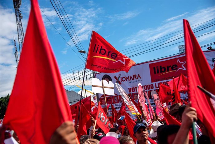 Acto electoral del Partido Libertad y Refundación en San Pedro Sula, Honduras
