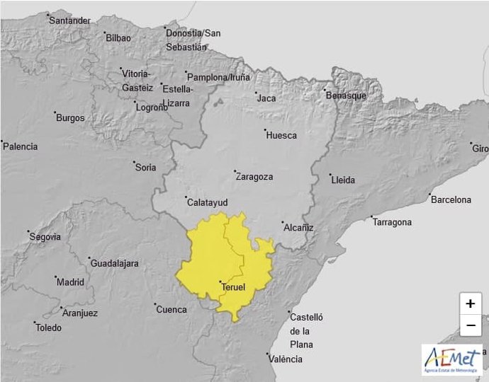 Aviso amarillo por temperaturas mínimas en varias zonas de Teruel.