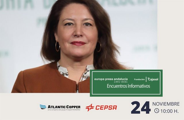 Cartel anunciador del encuentro informativo de Europa Press Andalucía con la consejera de Agricultura, Ganadería, Pesca y Desarrollo Sostenible, Carmen Crespo, el 24 de noviembre en Sevilla