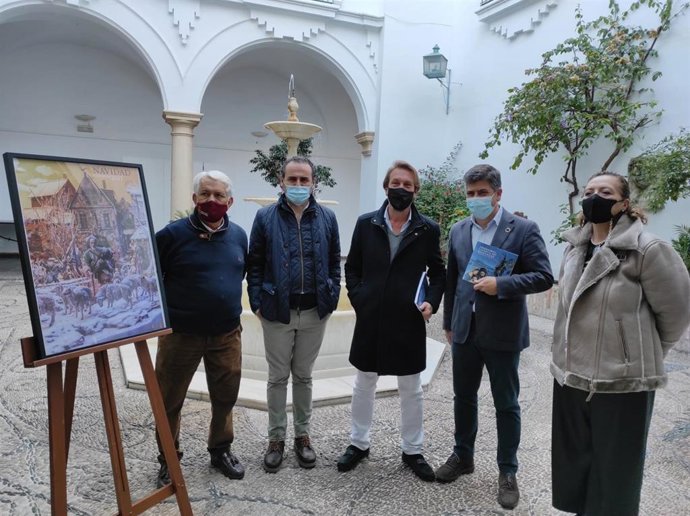 El delegado de Cohesión Social, Consumo, Participación Ciudadana y Protección Civil de la Corporación provincial, Rafael Llamas (segundo por la dcha.), en la presentación del cartel.