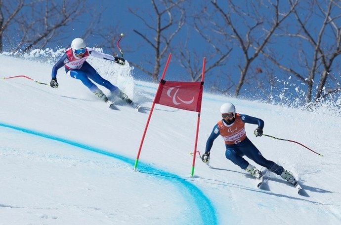 Jon Santacana y Miguel Galindo en la Supercombinada de Pyeongchang 2018