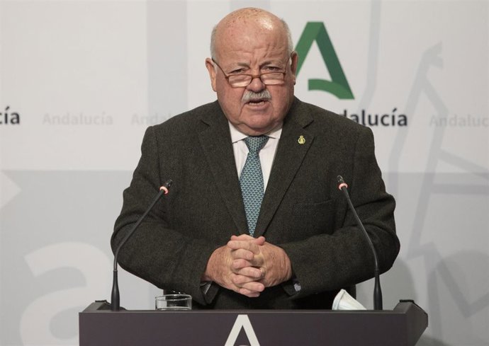 El consejero de Salud y Familias, Jesús Aguirre, este martes durante la rueda de prensa tras la reunión del Consejo de Gobierno.