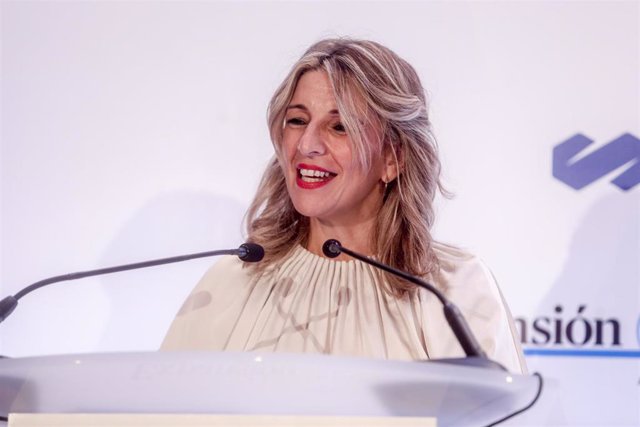 La vicepresidenta segunda del Gobierno, Yolanda Díaz, preside la celebración de la XIX edición de diario Expansión de los Premios a la Innovación en Recursos Humanos en el hotel Westin Palace, a 16 de noviembre de 2021, en Madrid, (España). 