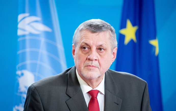 Archivo - FILED - 18 March 2021, Berlin: UN Special Envoy for Libya Jan Kubis reatcs during a joint press conference with German Foreign Minister Heiko Maas (not pictured), after their meeting at the Federal Foreign Office. Only one month before the pla