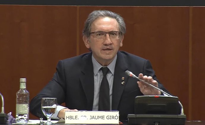 El conseller de Economía y Hacienda de la Generalitat, Jaume Giró, durante su intercención.