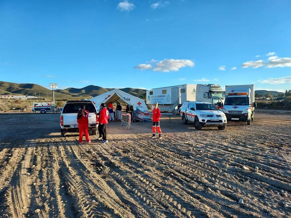 Dispositivo de vacunación en Atochares, en Níjar (Almería).