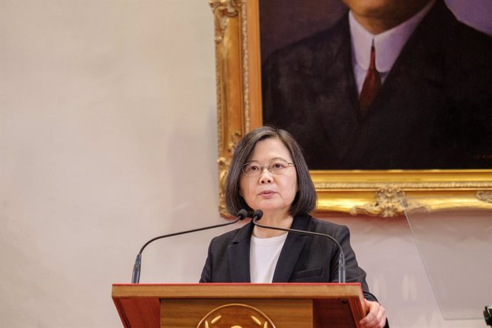 02 November 2021, Taiwan, Taipei City: Taiwanese President Tsai Ing-wen speaks during nomination of Morris Chang (Not pictured) Founder and former CEO of Taiwan Semiconductor Manufacturing Company (TSMC) as the Taiwan representative for the 29th edition