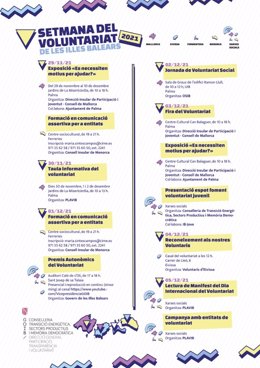 Calendario de actividades de la Semana del Voluntariado en Baleares.