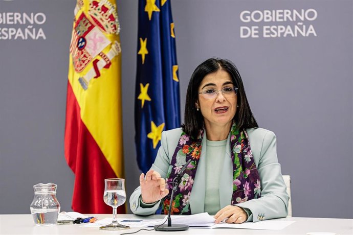 La ministra de Sanidad, Carolina Darias, comparece en rueda de prensa para informar sobre la situación epidemiológica y el desarrollo de la Campaña de Vacunación en el Ministerio de Sanidad, a 23 de noviembre de 2021, en Madrid, (España). Durante la rue