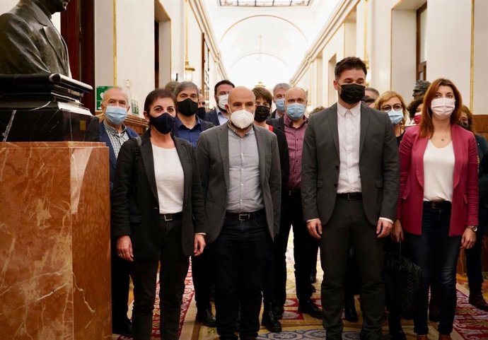 Los portavoces parlamentarios de ERC, Bildu y BNG en el Congreso.