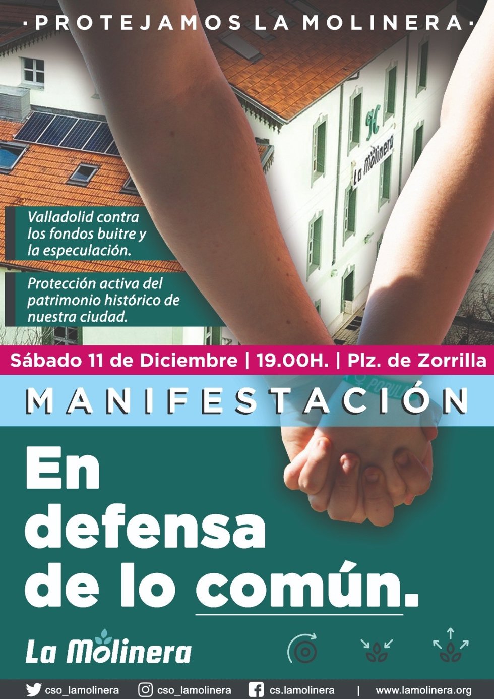Cartel de la manifestación del Centro Okupado la Molinera para el próximo 11 de diciembre.