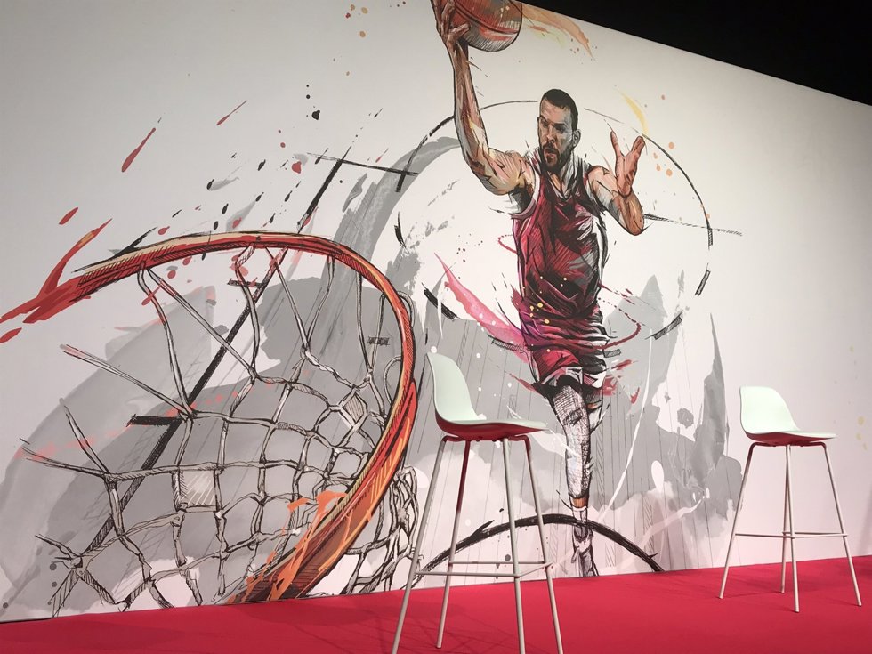 Mural de bienvenida del Bsquet Girona a Marc Gasol, que además de ser presidente del club será jugador en la temporada 2021/22 en LEB Oro