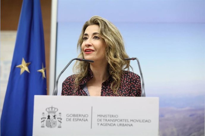 Imagen de archivo de la ministra de Transportes, Movilidad y Agenda Urbana, Raquel Sánchez, en una comparecencia informativa