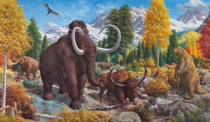 Archivo - La era de los mamíferos, un mural de Rudolph F. Zallinger.