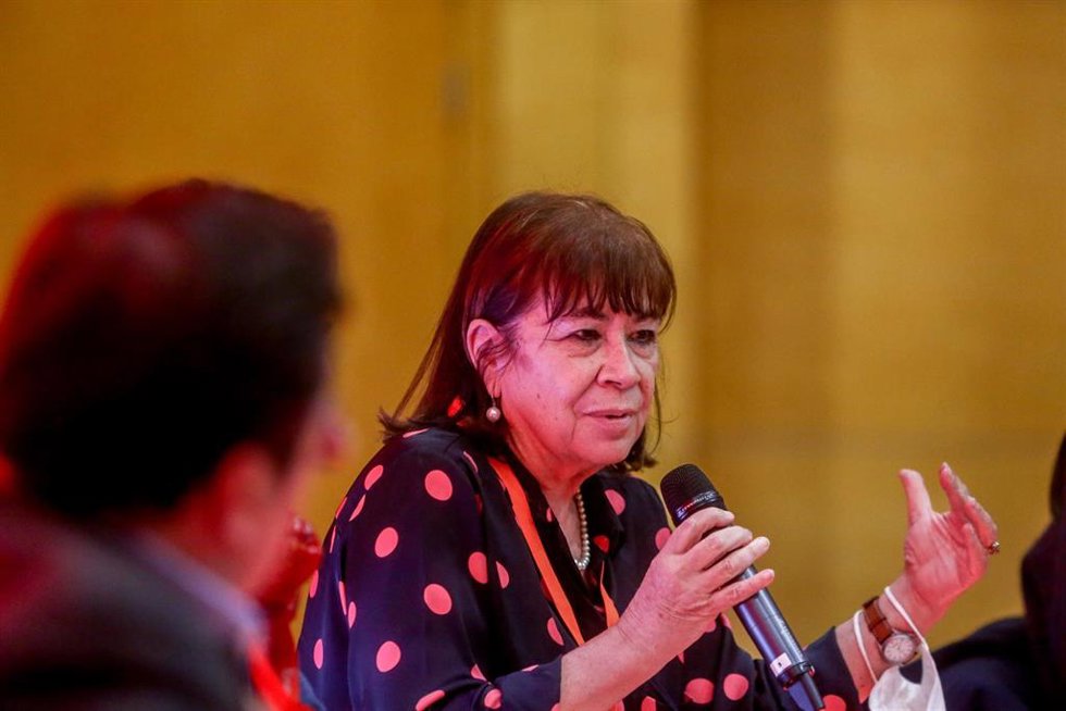 La presidenta del PSOE, Cristina Narbona, en el acto de clausura del Congreso del PSOE-M, a 13 de noviembre de 2021, en Madrid (España)